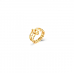 Anillo Plata Circonita Anillo Triple Circonita - Bañado Oro  y Plata Rodiada