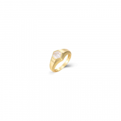 Silver Zircon Rings Triple Zirconia Ring - 6mm - Gold Plated