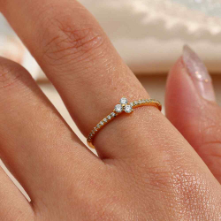 Silver Zircon Rings Flower Zirconia Ring - Gold Plated and Rhodium Silver