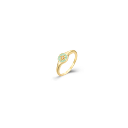Silver Zircon Rings Enamel Zirconia Ring - Gold Plated
