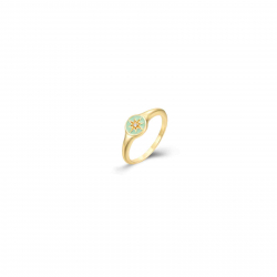 Anillo Plata Circonita Anillo Circonita Enamel  - Bañado Oro