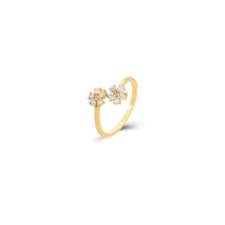 Anillo Plata Circonita Anillo Abierto Circonita - Flor 6 mm - Bañado Oro