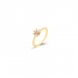 Anillo Plata Circonita Anillo Abierto Circonita - Flor 8 mm - Bañado Oro