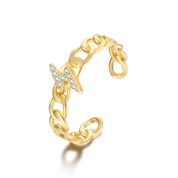 Silver Zircon Rings Zirconia Ring - Lightning 4*8 - Gold Plated Silver