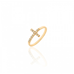  Silver Ring - Cross 14*9,5mm - Gold Plated and Rhodium Silver