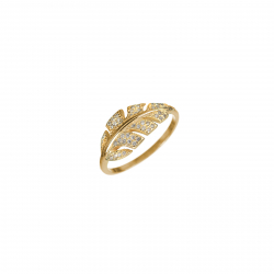 Silver Zircon Rings Silver Ring - Leave 18*8,5 - Gold Plated and Rhodium Silver
