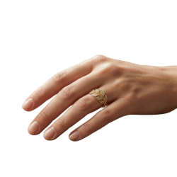 Anillo Plata Circonita Anillo  Circonita Hoja 18*8,5 Bañado Oro  y Plata Rodiada