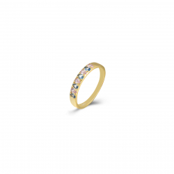 Anillo Plata Circonita Anillo - Circonita Multi  - Bañado Oro