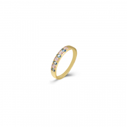 Ringe Silber Zirkonia Ring - Mehrfarbige Zirkonia - Vergoldet