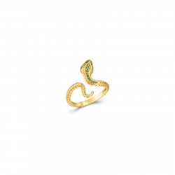 Silver Zircon Rings Snake Ring - Green Zircon - Adjustable from 12 to 16 - Gold plated