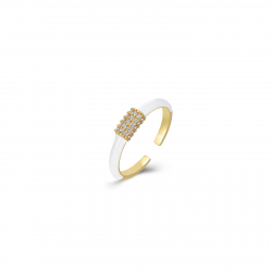 Silver Zircon Rings Silver Ring - Zirconia - Enamel - Gold Plated