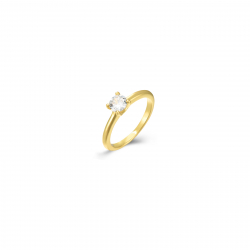 Silver Zircon Rings Solitaire Ring - Zirconia 5mm - Gold Plated