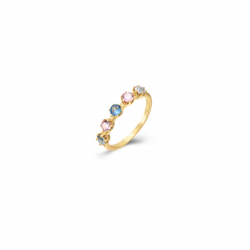 Anillo Plata Circonita Anillo Plata - 5 Circonita 5mm - Bañado Oro