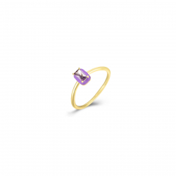 Anillo Plata Circonita Anillo Rectangular - Circonita - Enamel - Bañado Oro