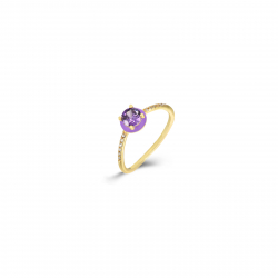 Silver Zircon Rings Circle Ring - Zirconia - Enamel - Gold Plated