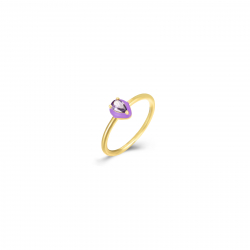 Anillo Plata Circonita Anillo Lagrima - Circonita - Enamel - Bañado Oro