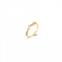 Silver Zircon Rings Baguette Zircon Ring - 4 mm- Gold Plated