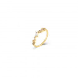 Anillo Plata Circonita Anillo Circonita Baguette - 4 mm- Bañado oro y plata rodiada