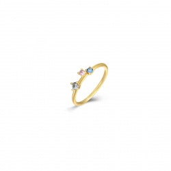 Ringe Silber Zirkonia Anillo Circonita Multi - 4 mm - Bañado Oro