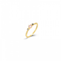 Ringe Silber Zirkonia Anillo Circonita Multi - 4,5 mm - Bañado Oro