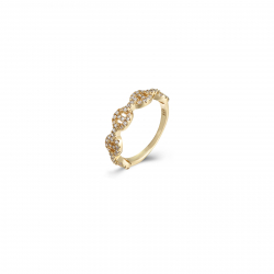 Silver Zircon Rings Anchor Link Zirconia Ring - Gold Plated