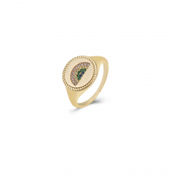 Silver Zircon Rings Rainbow Zirconia Ring - Gold Plated