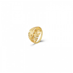 Anillo Plata Circonita Anillo Pluma - Circonita - 16*20mm - Bañado Oro y Plata Rodiada