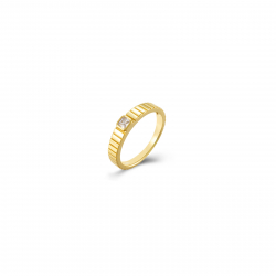 Bagues Argent Zircone Bague Solitaire - Zircone 3,5mm - Dorure Or