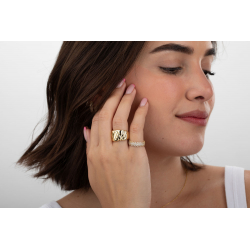 Anillo Plata Circonita Anillo Circonita -  21 mm - Bañado Oro