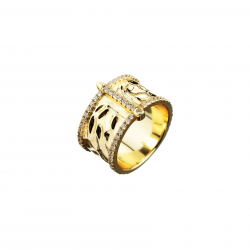 Bagues Argent Zircone Bague Zircone - Martelé 2,5mm - Dorure Or