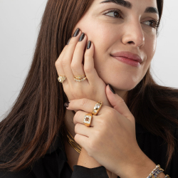 Ringe Silber Zirkonia Silberring – 4 Zirkonia 4 mm – vergoldet