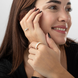 Neuheiten Moissanit-Silberring –5*5 MM – vergoldet und rhodiniert