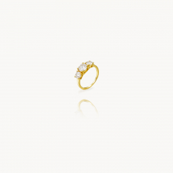 Neuheiten Moissanit-Silberring - 6,5 mm - vergoldet und rhodiniert