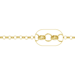Cadena Por Metros Cadena Rolo 4mm 1 Metro Gold Plated, Plata y Plata Rodiada