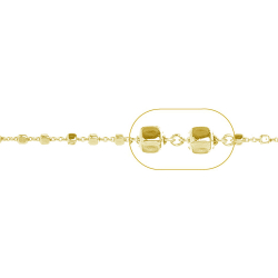 Cadena Plata Lisa Cadena Forzatina Con Cubo - 3mm 1 Metro - Bañado Oro y Plata Rodiada