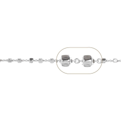 Cadena Plata Lisa Cadena Forzatina Con Cubo - 3mm 1 Metro - Bañado Oro y Plata Rodiada