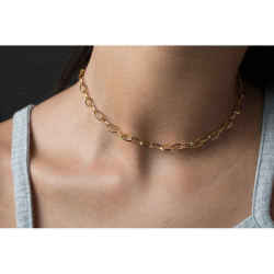 Steel Necklaces Silver Necklace - 8*5mm - 37 cm, 60 cm - Gold Plated Silver