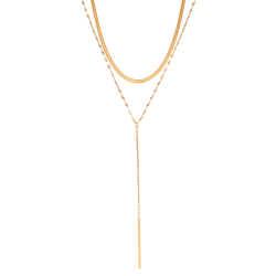 Steel Necklaces Steel Necklace Double - Bars - 45 cm and 60 cm - Gold Color