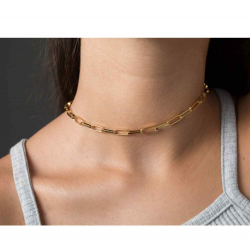 Collar Acero Liso Collar Plata - 12*5mm - 37 cm , 60 cm , 80 cm - Chapado Oro