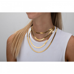 Colliers Acier Lisse Collier Acier - Herringbone - 37, 45, 53 et 61 cm - Dorure Or