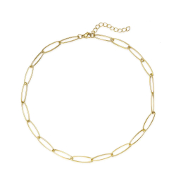 Steel Necklaces Steel Necklace - 38 cm - Gold Plated and Rhodium Silver