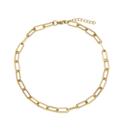 Collar Acero Liso Collar Acero - Eslabón - 38 + 4 cm - Bañado Oro y Plata Rodiada
