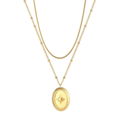 Steel Necklaces Steel Necklace - Polar Star 20mm - 51cm - Gold Plated