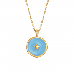 Steel Necklaces Steel Necklace - Star - Enamel - 37 + 6 cm - Gold Plated