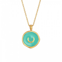 Steel Necklaces Steel Necklace - Moon - Enamel - 37 + 6 cm - Gold Plated