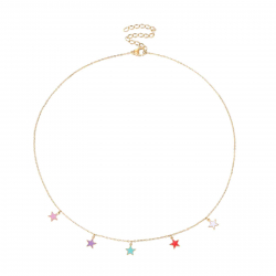 Steel Necklaces Steel Star Necklace - 38 + 6 cm - Multi Enamel - Gold Plated