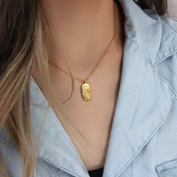 Steel Necklaces Moon Steel Necklace - 41+ 5 cm - Gold Plated