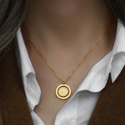 Steel Necklaces Steel Necklace - Circle Planets - Two Sided - 41+5 cm - Gold Plated