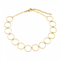 Colliers Acier Lisse Choker Acier - Cercles - 33 + 5 cm - Couleur Or