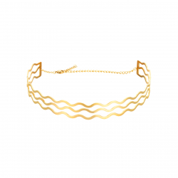 Steel Necklaces Rigid Adjustable Choker Steel - Wave Triple 11 cm - Gold Color